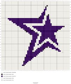 a cross stitch pattern with an image of a star in purple and white, as well as text