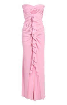 Carnation Pink Color, Ruffled Gown, Carnation Pink, Cinq A Sept, Evening Tops, Wedding Guest Looks, Denim Chic, Event Details, Strapless Gown