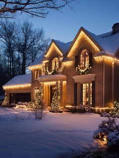 a house covered in christmas lights and garlands