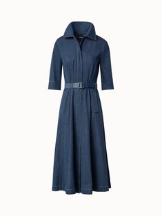 Akris Dress, Stitching Shirt, Zip Front Dress, Fall Fashion Inspiration, Denim Maxi Dress, Contrast Top, Denim Midi Dress, Cashmere Dress, Fall Denim