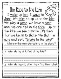 the race to the lake worksheet with answers and questions for reading alouds