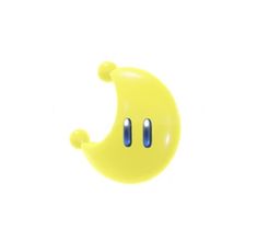 a yellow pacifier with two eyes on it's face and one eye closed