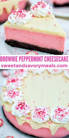 this brownie peppermint cheesecake is the perfect dessert for valentine's day