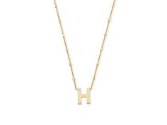 Kendra Scott Letter H Pendant Necklace - Necklace : Gold Metal : Wear the Kendra Scott Letter H Pendant Necklace or gift it to your loved one and spread happiness. Toned chain with letter 'H' pendant featuring leaf-shaped etched details. Lobster clasp closure with adjustable single sliding bead. Imported. H Necklace, Letter Pendant Necklace, Pendant Necklace Gold, Letter H, Necklace Necklace, Letter Pendants, Letter Necklace, Gold Pendant Necklace, Leaf Shapes