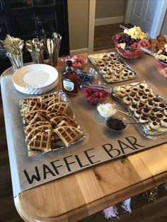 the waffle bar is ready to be served