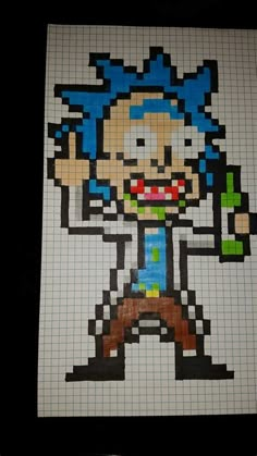 an image of a cartoon character made out of legos on a sheet of paper