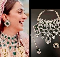 Kiara Advani CZ Necklace set for wedding jewellery/American diamond set Indian/Pakistani Bridal jewellery.  Make a dazzling impression with this exquisite CZ choker bridal necklace set. Crafted with high-quality cubic zirconia stones, this statement jewelry piece radiates elegance and sparkle. Perfect for weddings, engagements, or any special occasion where you want to shine.  With its adjustable chain, it ensures a perfect fit and adds a touch of glamour to your wedding ensemble. Whether it's for a bride/anniversary/or birthday celebration, this set is a memorable present that exudes sophistication. CARE INSTRUCTIONS - Avoid Heat & Chemicals Like Perfume, Deo, Alchol, Etc. Clean With Dry Cotton Cloth. Bollywood Style Diamond Kundan Necklace For Wedding, Dazzling Kundan Necklace For Wedding, Chandbali Diamond Jewelry Sets For Wedding, Dazzling Kundan Necklace With Stone Work For Wedding, Festive Diamond Bridal Necklace For Wedding, Diamond Chandbali Bridal Necklace For Reception, Hand Set Diamond Kundan Necklace For Weddings, Hand-set Diamond Kundan Necklace For Weddings, Bollywood Style Diamond Wedding Jewelry Sets