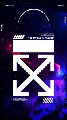 an abstract poster with the words industrial by nature in white letters on a dark background