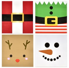 PRICES MAY VARY. Christmas Character Beverage Napkins Serves 100: Gift Boutique Christmas dessert napkins set includes 120 cocktail napkins 30 of 4 design featuring a snowman face eyes carrot nose and mouth on a white background, reindeer face with antlers on a beige background, red Santa belt, and green elf belt. Napkins are 3-ply and measure 10” x 10” when unfolded and 5” x 5” when folded. High Quality: Napkins are made of high quality thick paper and are soft and absorbent. Great for a Christ Elf Belt, Winter Wonderland Themed Party, Funny Christmas Cards Diy, Winter Wonderland Party Theme, Nativity Painting, Birthday Canvas, Santa Belt, Snowman Party, Green Elf