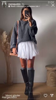 Fall Outfit White Skirt, White Skirt Autumn Outfit, White Dress Fall Outfit, Church Outfit Fall, Cold Fashion, Deadpool And Wolverine, Chic Outfit Ideas, Fashion Vibes