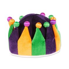 Plush Jester Crown, party supplies, decorations, The Beistle Company, Mardi Gras, Bulk, Holiday Party Supplies, Mardi Gras Party Supplies, Mardi Gras Stuff to Wear, Mardi Gras Party Hats Kids Jester Hat Pattern, Mardi Gras Party Decorations, Mardi Gras Hats, Crown Decor, Crown Party, Novelty Hats, Mardi Gras Costumes, Mardi Gras Decorations, Mardi Gras Party