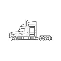 a black and white line drawing of a semi - truck on a plain background illustration