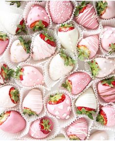 many pink and white chocolate covered strawberries