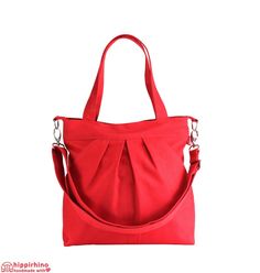 Red Large Shoulder Crossbody Bag Pleated Pockets Zipper Closed Weekender Bag Everyday Work Bag Washable Organic Cotton Lined Shopping Bag Versatile Red Bags With Zipper Pocket, Red Double Handle Shoulder Bag With Zipper Pocket, Red Handheld Satchel For Everyday, Red Versatile Bags For Errands, Red Hobo Shoulder Bag With Zipper Pocket, Red Satchel Shoulder Bag With Zipper Pocket, Red Bags With Zipper Pocket And Double Handle, Red Hobo Bag With Zipper For Everyday Use, Red Hobo Bag With Zipper Closure For Everyday