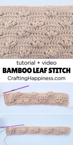 crocheted bamboo leaf stitch on the side of a pillow