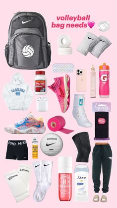 there are many different items that can be found in this bag and the words volleyball bags need