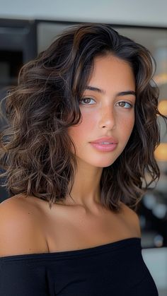 24 Curly Hairstyles for Round Faces That Wow Curly Bob Hairstyles Middle Part, Curly Haircut For Long Face, Mid Length Curly Bob, Curly Collarbone Length Hair, Curly Haircuts For Heart Shaped Faces, Shoulder Length Curly Haircuts Natural Curls, Middle Length Curly Hair, Medium Length Haircut With Layers Thick Hair, Curly Haircut Mid Length