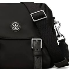 Nwt Tory Burch Virginia Small Crossbody - Measures Approx 8.8"L 7.2"H 3.9"W - Hidden Magnetic Snap Closure, Adjustable Removable Shoulder 22" Strap - Silvertone Hardware. No Longer Available In High End Dept Stores - Clearing Out My Gift Closet! Tory Burch Virginia Bag, Black Nylon Shoulder Bag With Silver-tone Hardware, Gift Closet, My Gift, Tory Burch Bag, Small Crossbody, Black Nylon, Black Nylons, Snap Closure