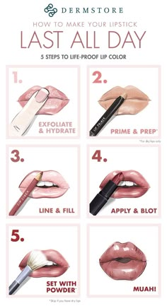 how to make lipstick last infographic Make Lipstick, Teknik Makeup, How To Make Lipstick, Makeup Order, Makeup Help, Face Makeup Tips