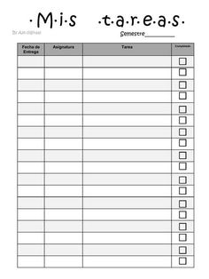 a printable worksheet with the words mis - tareas on it