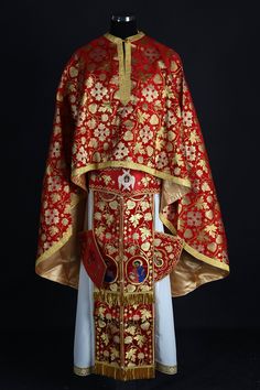 Greek priest's vestments,jacquard metallic brocade fabric. Made in Greece Stole can be also made in colors of epitrachelion you can see on pictures (red-gold-white) Provide the following sizing with your order: 1) YOUR HEIGHT 2) CHEST SIZE 3) SHOULDERS MEASUREMENT ACROSS THE BACK 4) WAIST SIZE Please allow me 3-4 weeks to complete your order. For more informations please do not hesitate contact me. Thank you God Bless You Red Embroidered Chasuble For Church, Traditional Red Chasuble For Ceremonial Use, Traditional Brocade Chasuble For Ceremonial Use, Traditional Brocade Chasuble For Ceremonies, Ecclesiastical Vestments, Men Stylish Dress, Greek Style, Thank You God, Loom Patterns