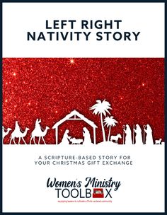 the christmas nativity story for women's history toolbox with red glitter background