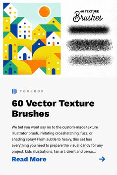 an image of the back side of a brochure with text that reads, 60 vector texture brushes