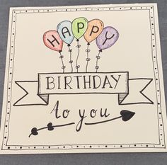 a birthday card with balloons and the words happy birthday to you