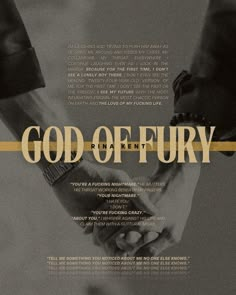 two people holding hands with the words god of fury