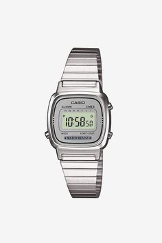 Straight from the Casio Vintage Collection comes a timepiece that never goes out of style. This unisex watch combines style with features Casio is known for such as an LED light, Countdown Timer, and a 1/10th second stopwatch. This timepiece is the perfect complement to any outfit. These watches feature replaceable batteries, which can be conveniently swapped out at your local watch repair store. LA670WA-7DF | Casio Vintage Watch for Women in Silver Casio Watch Women, Casio Vintage Watch, Casio Vintage, Los Angeles Apparel, Woman In Gold, Retro Renovation, Vintage Watches Women, Retro Watches, Watch For Women