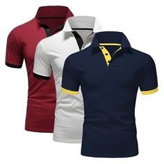 Season:Summer; Fabric:Polyester; Sleeve Length:Short Sleeve; Look After Me:Washable,Wet and Dry Cleaning; Gender:Men's; Style:Basic,Fashion,Comfortable; Elasticity:Micro-elastic; Tops Type:Polo Shirt,Golf Shirt; Occasion:Casual,Sports,Holiday; Details:3 Pack; Fit Type:Regular Fit; Pattern:Solid Color; Design:Patchwork,3-Piece; Neckline:Lapel; Listing Date:01/17/2024; Bust:; Length:; Shoulder Width:; Quantity:3pcs Wine White, Basic Fashion, White Polo Shirt, Style Comfortable, Fashion Comfortable, Golf T Shirts, Style Basic, White Polo, Sleeve Fashion