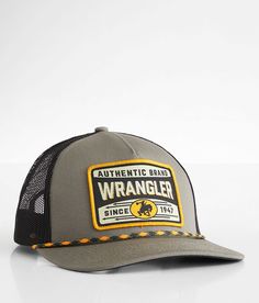 Wrangler Patch Trucker Hat - Green/Black , Men's Olive Embroidered snapback hat One size fits most. Apparel & Accessories > Clothing Accessories > Hats Western Style Baseball Cap With Flat Bill For Outdoor, Casual 5-panel Snapback Hat For Rodeo, Hat Bar, Photography Still Life, Mens Trucker Hat, Hat Patches, Hat For Men, Men's Hats, Clothing Photography