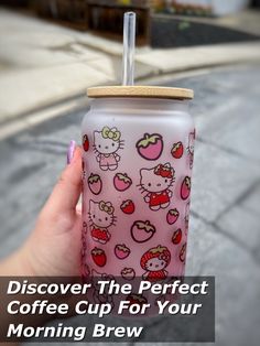 Looking for the perfect coffee cup to start your day right? Look no further! Our selection of coffee cups are designed to enhance your morning brew experience. Whether you prefer a classic ceramic mug or a stylish travel tumbler, we have the perfect coffee cup for you. Shop now and elevate your coffee game! Hello Kitty Outfit, Sublimation Pink, Canned Strawberries, Images Hello Kitty, Cup Sublimation, Hello Kitty Merchandise, Hello Kitty Rooms, Frosted Cup