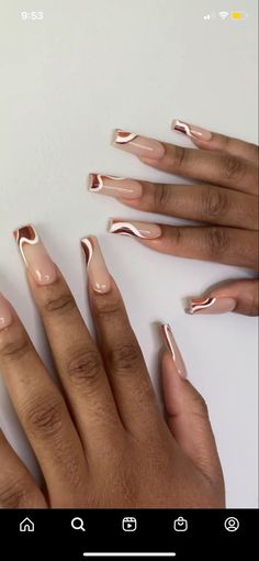 Tapered Square Nails Brown, Pedicure Quotes Classy, Brown Tapered Square Nails, Dope Nail Designs Fall, Neutral Baddie Nails, Autumn Nails Acrylic, Brown Pedicure Ideas, Nude Nails With Design Simple, Autumn Acrylic Nails