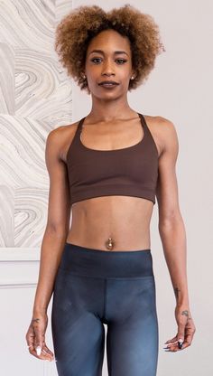 front view of model wearing nude / mocha tone sports bra Workout Dance, Mesh Sports Bra, Eagle Rock, Female Founders, Bra Pads, Brown Coffee, Yoga Workout, Padded Bras, Performance Fabric