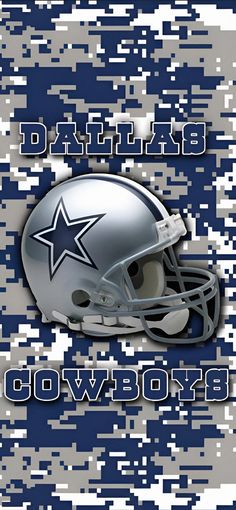 an image of a football helmet with the word cowboys written on it in white and blue