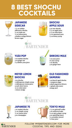 Shochu Cocktails Shochu Cocktail Recipe, Wasabi Cocktail, Japanese Highball, Shochu Cocktail, Korean Drinks Recipe, Hibachi Dinner Party, Japan Drinks