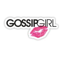 sticker with the word gossip girl on it and a pink lipstick imprint in black