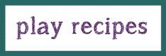 the word play recipes written in purple ink on a green and white background with words below it