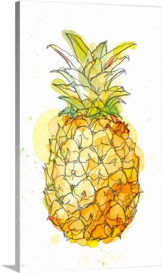 a painting of a pineapple on a white background