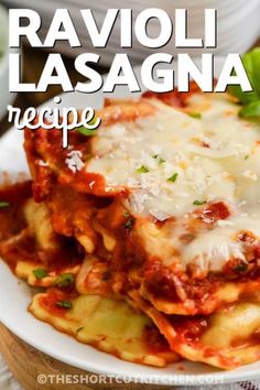 ravioli lasagna recipe on a white plate