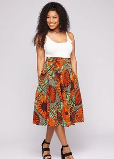 Ankara Skirt Styles High Waist, African Print Skirts, Chitenge Dresses, African Print Midi Skirt, Button Down Midi Skirt, African Maxi Skirt, Goddess Fashion, High Waist Skirts