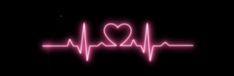 a heartbeat with the word i love you written on it in pink neon lights against a black background