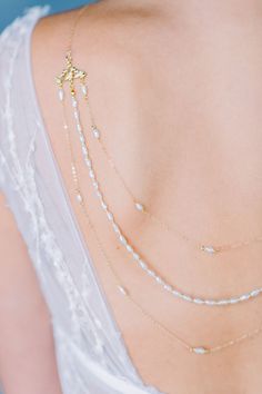 Back Jewelry Wedding, Iris Necklace, Embellished Veil, Multi Layered Necklace, Pearl Necklace Silver, Multi Strand Pearl Necklace, Back Chain, Shoulder Necklace, Freshwater Pearl Jewelry