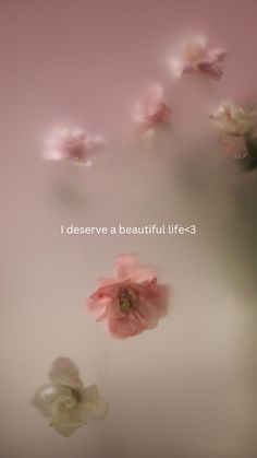 some pink flowers floating in the air with a quote above them that says, i observe a beautiful life - 3