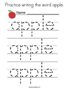 practice writing the word apple worksheet for preschool and pre - school students to practice their handwriting skills