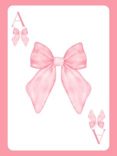 a pink card with two bows on it