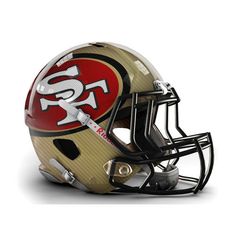 a football helmet with the word san francisco on it's side and an image of a