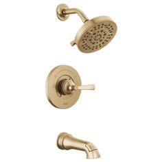 the delta shower faucet in brushed brass