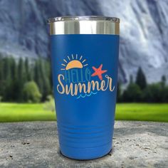 Hello Summer Color Printed Tumblers Tumbler Nocturnal Coatings 20oz Tumbler Blue Aloha Summer, Cold Fits, Double Wall Tumblers, Sea Colour, Plastic Tumblers, Art Technology, Beach Time, Relax Time, Insulated Tumbler